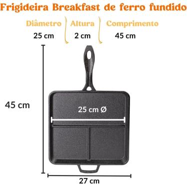 Imagem de Frigideira Breakfast Café da Manhã Ovo e Bacon 3 Divisórias de Ferro Fundido…