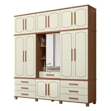 Imagem de Guarda Roupa Casal Londres Capelinha Jatobá Areia Acetinado - Santos Andirá