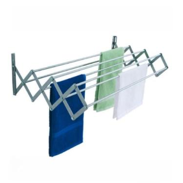 Imagem de Varal Sanfonado Parede Aluminio Retratil Não Enferruja Dobravel(50 CM)