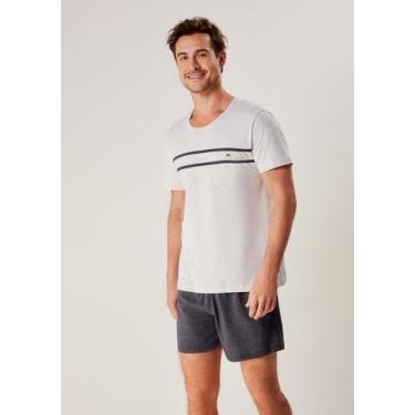 Imagem de Pijama Masculino Curto Em Algodão - Hering, XXG, Cinza