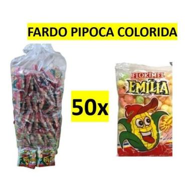 Imagem de Pipoca Colorida Emilia Flokimel Fardo C/50 unids de 10g