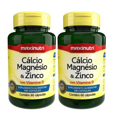 Imagem de Kit 2 Cálcio Magnésio e Zinco + Vitamina D 60 Cápsulas Maxinutri