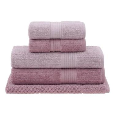 Imagem de Jogo De Toalha Banho Gigante 5pcs Canelada Buddemeyer, Rosa Petala - R