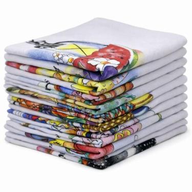 Imagem de Kit 10 Pano De Prato Copa KazzaVip Sacaria 95% Algodão Estampado 50cmx