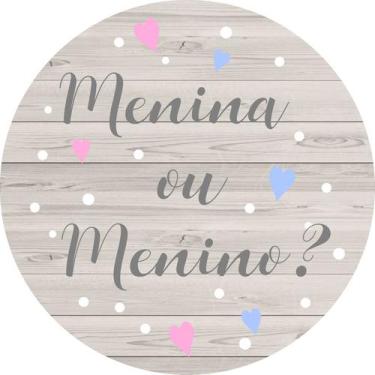 Imagem de Painel de Lona Redondo Chá de Revelação Menina ou Menino Madeira - Fab