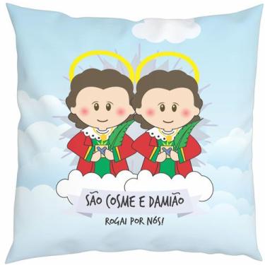 Imagem de Almofada Com Enchimento Oração Santinhos São Cosme e Damião - Fabrika 
