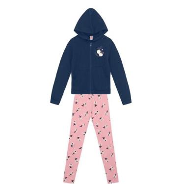 Imagem de Conjunto infantil menina florido com pompom Brandili Azul, 6, Azul