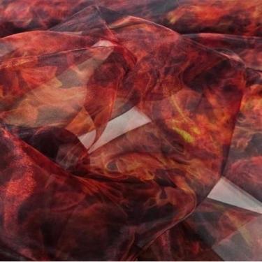 Imagem de Tecido Organza Umbanda Candomblé Fogo 1Mt X 1,50 + - TRAMA & ELEGANCIA