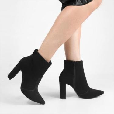 Imagem de Bota Salto Bloco Alto Natasha Nobuck Preto Preto 39-Feminino