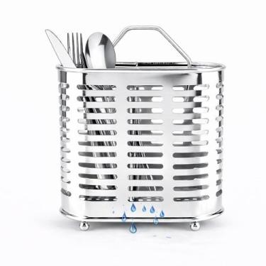 Imagem de Escorredor de Talheres em Aço Inox com Drenagem Organizador de Cozinha