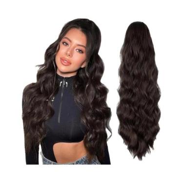 Imagem de Extensão De Rabo De Cavalo Longo E Ondulado Marrom Com Cordão, 18/26/3