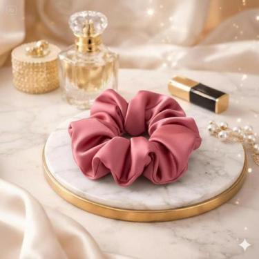 Imagem de Kit 20 Xuxinha de Cetim com Costura Embutida Scrunchies Laço de Cabelo