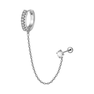 Imagem de Conjunto De Brincos De Argola Dupla Em Aço Inoxidável Com Zircônia, Pi