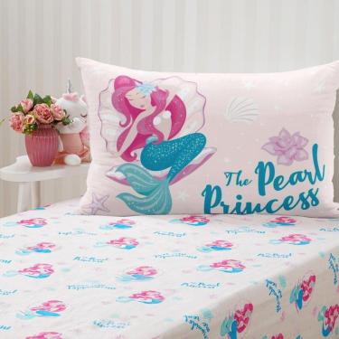 Imagem de Jogo De Cama Kids Solteiro 2 Pçs Microfibra 88x188x30cm Sereia