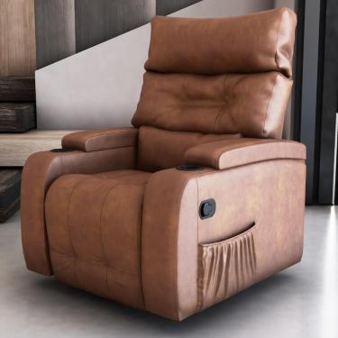 Imagem de Poltrona Giratória Reclinável Gaia Courino Corino Marrom Casa H