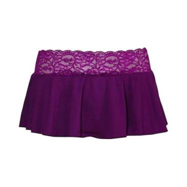 Imagem de Saia Mini De Renda Em Cor Sólida Para Mulheres, Sexy E Ultra Curta, No