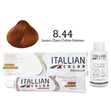 Imagem de Coloração 8.44 Louro Claro Cobre Intenso + Oxi 20 Vol  Itallian Color 