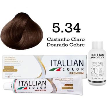 Imagem de Coloração 5.34 Castanho Claro Dourado Cobre + Oxi 20 Vol  Itallian Col