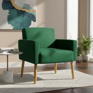 Imagem de Poltrona Hope Decorativa Confortável Para Sala Quarto Recepção Tecido Suede Pés Palito