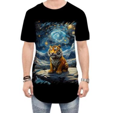 Imagem de Camiseta Longline Tigre Noite Estrelada Van Gogh 4 - Kasubeck Store®, 