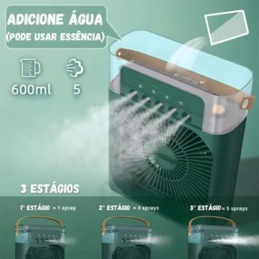 Imagem de Climatizador Portátil com Regulagem de Pressão Ventilador Mini com Umidificador e Aroma...