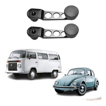 Imagem de Par de Manivelas Eleva Vidro Preta para Portas Modelo F103 Volkswagen Fusca 1970 a 1996...