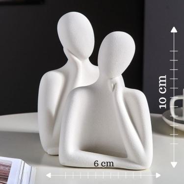 Imagem de Estatueta Decorativa Trio Família Gesso Abstrata Minimalista para Casa e Escritórios Pa...