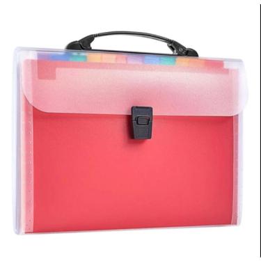 Imagem de Pasta Arquivo Organizadora Expansível OEM Modelo 12 Bolsos Multi-Bolsos com Etiquetas 33x23 e 5cm 1 Unidade Transparente
