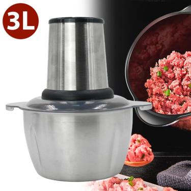 Imagem de Triturador de Alimentos Elétrico para Carne e Legumes com 2 Velocidades 850W Inox 3L 110V
