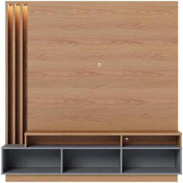 Imagem de Estante Painel Para 65 Pol Com Led Alencar C04 Freijó Cinza Fosco - Ly