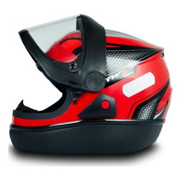 Imagem de Capacete Moto Fechado Automatic Vermelho Viseira Cristal Inmetro Taman