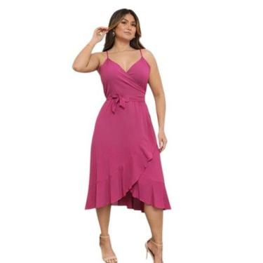 Imagem de Vestido Envelope Midi com Regulador em Tecido Viscolinho - Lajma Store