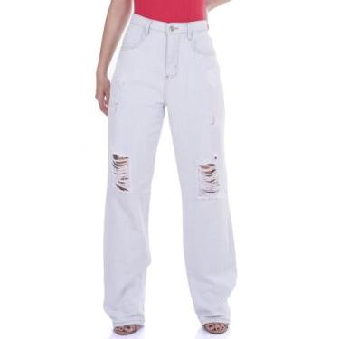 Imagem de Calça Wide Leg Pantalona Jeans Feminina - Max Denim, 46, Jeans