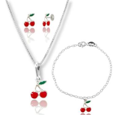 Imagem de Colar Pingente Pulseira Brinco Infantil Prata Original 925 - Lojas La+