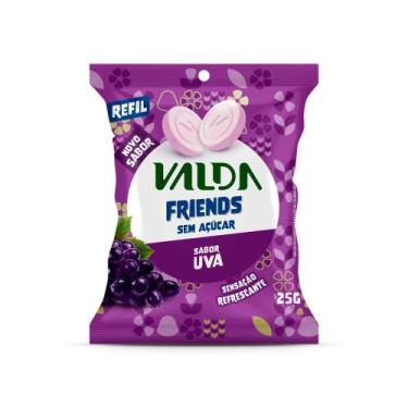 Imagem de Pastilha Valda Friends Refil Novo Sabor Uva Sem Açúcar Sachê 25g