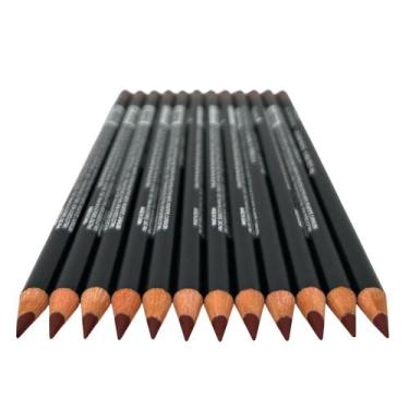 Imagem de Kit com 12 lápis delineadores labiais de madeira, alta pigmentação, 19