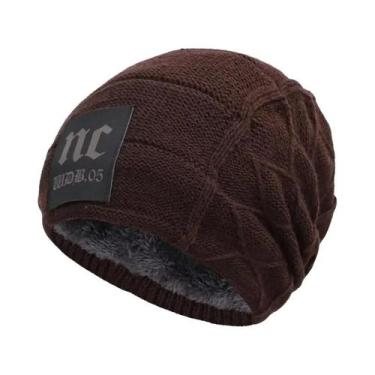 Imagem de Gorro Unissex Quente De Inverno Com Forro De Pele, Touca Grossa De Esq
