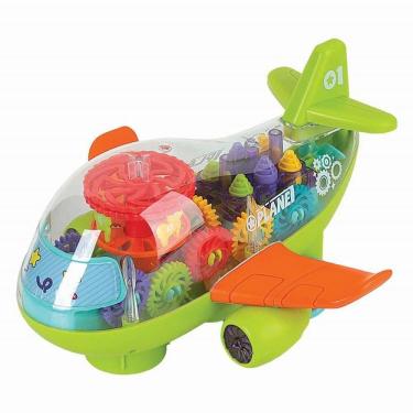 Imagem de Brinquedo Educativo Musical Avião Bebê com Som Luz e Engrenagens Coloridas Braskit