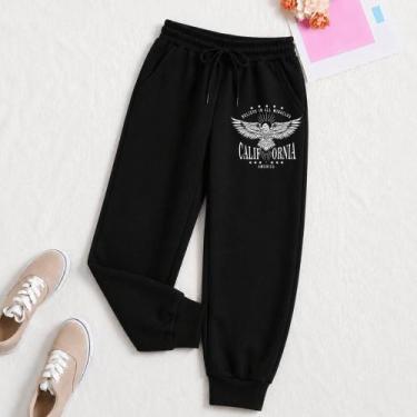 Imagem de Calça De Moletom Feminina California Asas Estampa Street Wear Larga Co