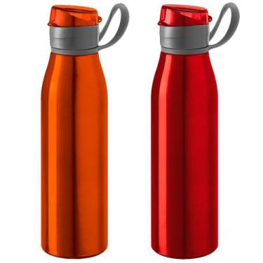 Imagem de Kit 2x Squeeze Alumínio 650 ml Capri TopGet Vermelho e Laranja