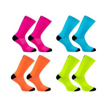 Imagem de Meias Esportivas De Compressão Unissex, 4 Pares Para Corrida, Ciclismo