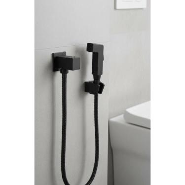 Imagem de Ducha Higiênica Quadrada Preto Fosco 1,2m c/ Gatilho e Regis - Congrat