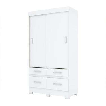 Imagem de Guarda-Roupa Solteiro Marel Flex 2 Portas 4 Gavetas Branco e Rosa Chá