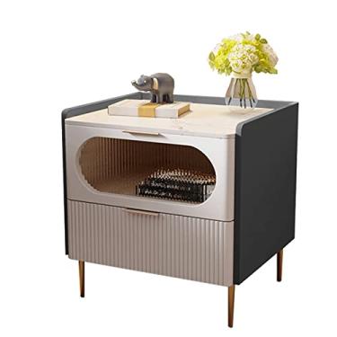 Imagem de jinyi2016SHOP Mesinhas de cabeceira para cama, mesa de cabeceira de madeira sem instalação, quarto, armário de cabeceira, ardósia, mesas de cabeceira para quarto (cor: 02, tamanho: 17,7 polegadas/45 cm)