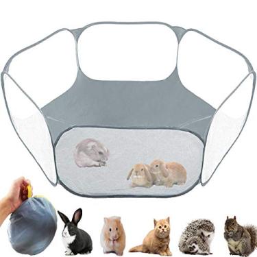 Imagem de GABraden pequena animais barraca, répteis gaiola, respirável transparente animal de estimação Playpen pop aberto ao ar livre/interior exercício cerca, jarda portátil para porco da índia, coelhos, hamster, chinchilas e porco-espinho (cinza)