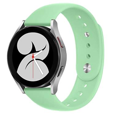 Imagem de Pulseira esportiva de 22 mm compatível com Samsung Galaxy Watch 3 45 mm Galaxy Watch 46 mm, pulseira de substituição de silicone macio para Amazfit GTR 47 mm/GTR2/2e/3/3Pro/Stratos 2 2s (verde istácio)
