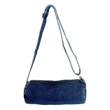 Imagem de YunZh Bolsa jeans Hobo, estilo casual, leve, clássica, retrô, bolsa de compras, bolsa de ombro, J - azul escuro, Small