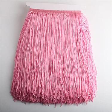 Imagem de 10 jardas/lote 30 cm de comprimento franja de renda guarnição de borla para diy vestido latino acessórios de roupas de palco fita de renda, rosa, 5 jardas