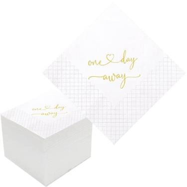 Imagem de Geloar Guardanapos de um dia para jantares de ensaio, pacote com 100 guardanapos de papel de um dia para jantar de ensaio decoração de mesa de bebidas de casamento | 2 peças, 1,5 x 1,5 cm