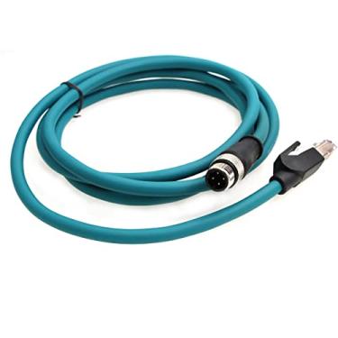 Imagem de Eonvic M12 4 pinos D-Code para RJ45 Gigabit Cognex cabo de rede de câmera industrial CAT5 cabos blindados, 2M, Blue